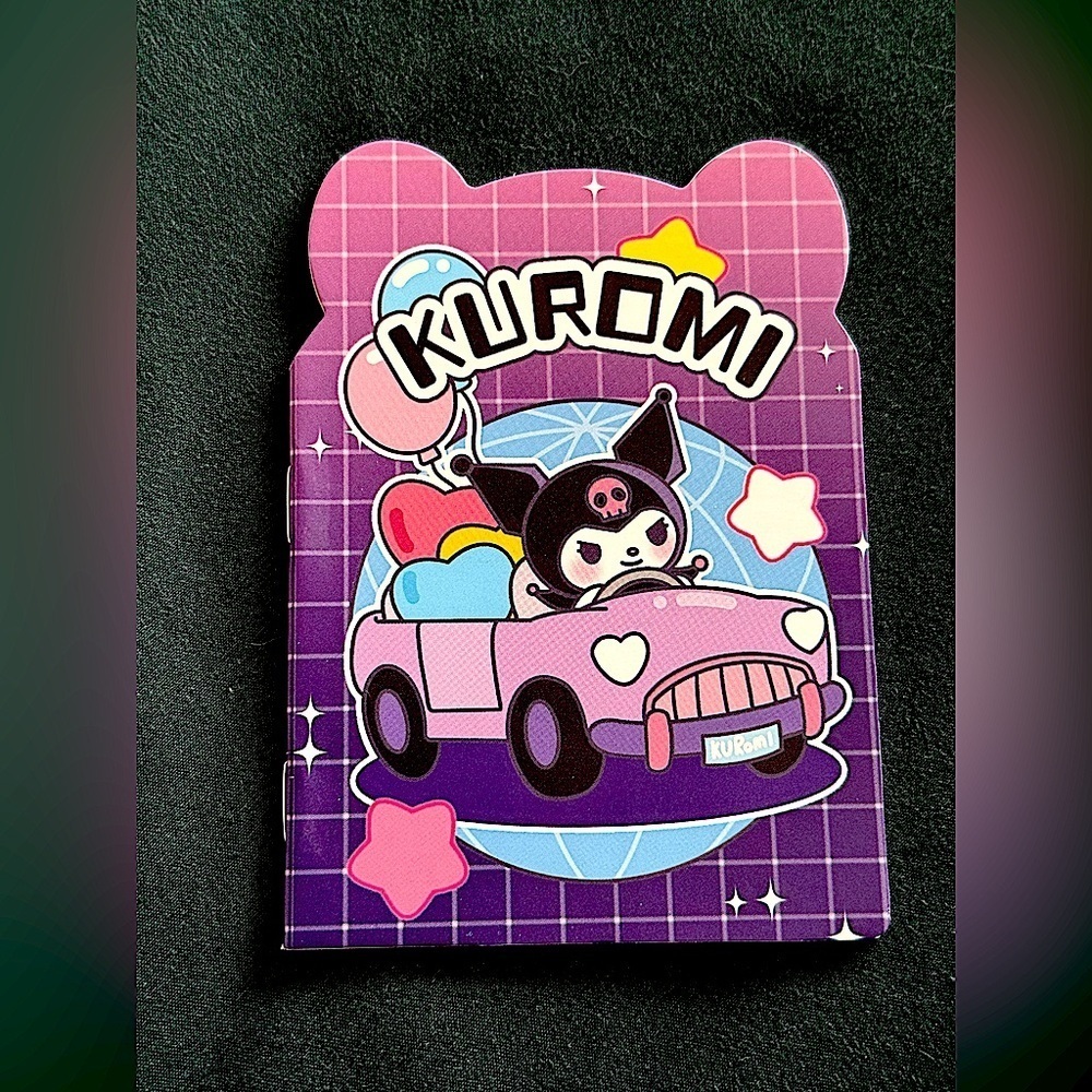 Sanrio Cute Fun Kuromi Driving Car Small Notebook with Pink & Purple Cover
